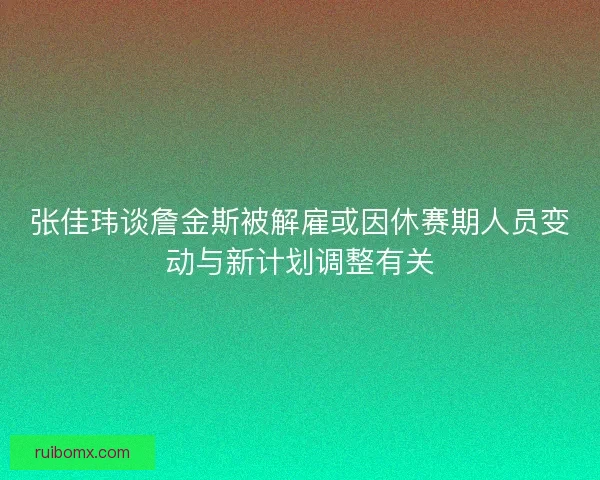 张佳玮谈詹金斯被解雇或因休赛期人员变动与新计划调整有关